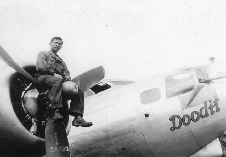 Jimmie Fong on Propeller - 601st Squadron - 1944